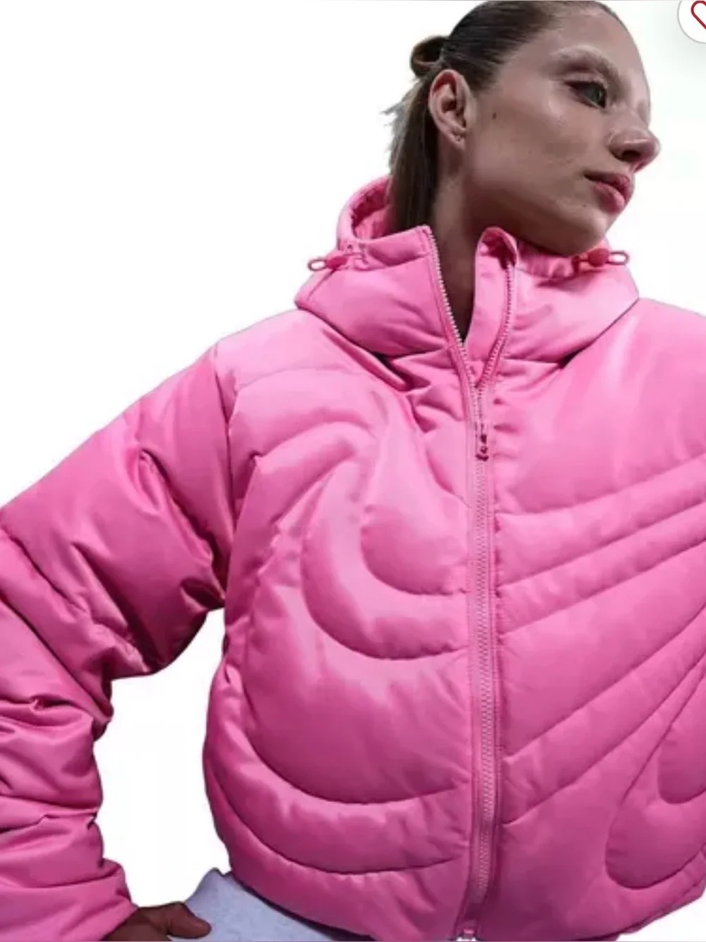 Nike Sportswear Swoosh Series Therma-Fit Down Puffer Jacket Barbie Pink SZ S NWT